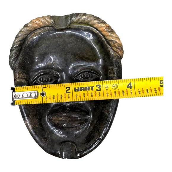 Vintage Tribal Signed 3D Cigar Ashtray N kounkou Handcrafted Stone Face Mask Art - Picture 4 of 5